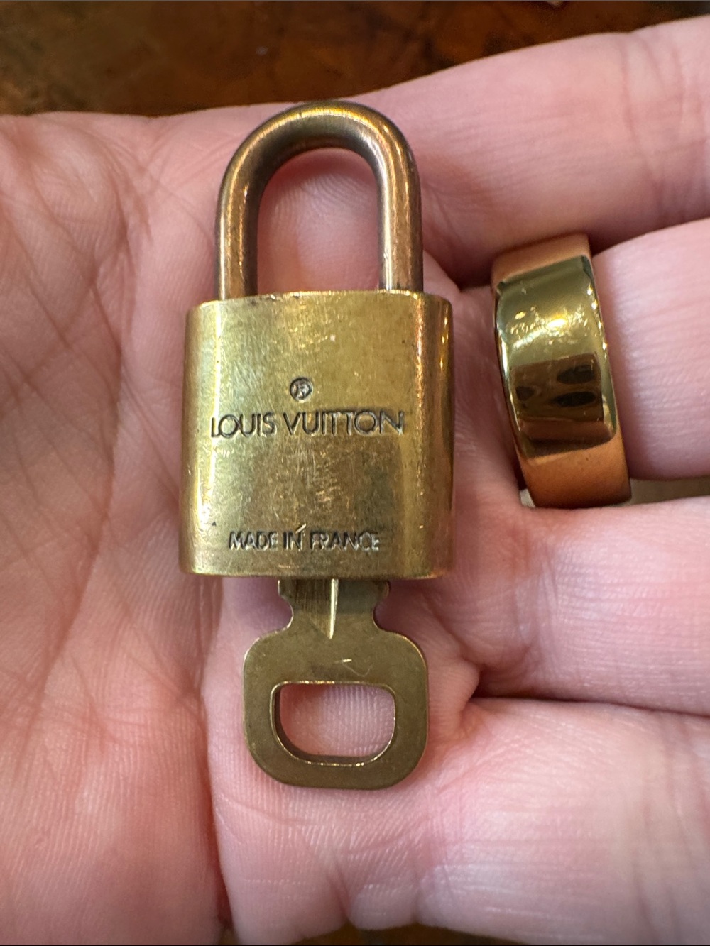 Louis Vuitton Gold Brass Padlock with Matching Key - Picture 2 of 3
